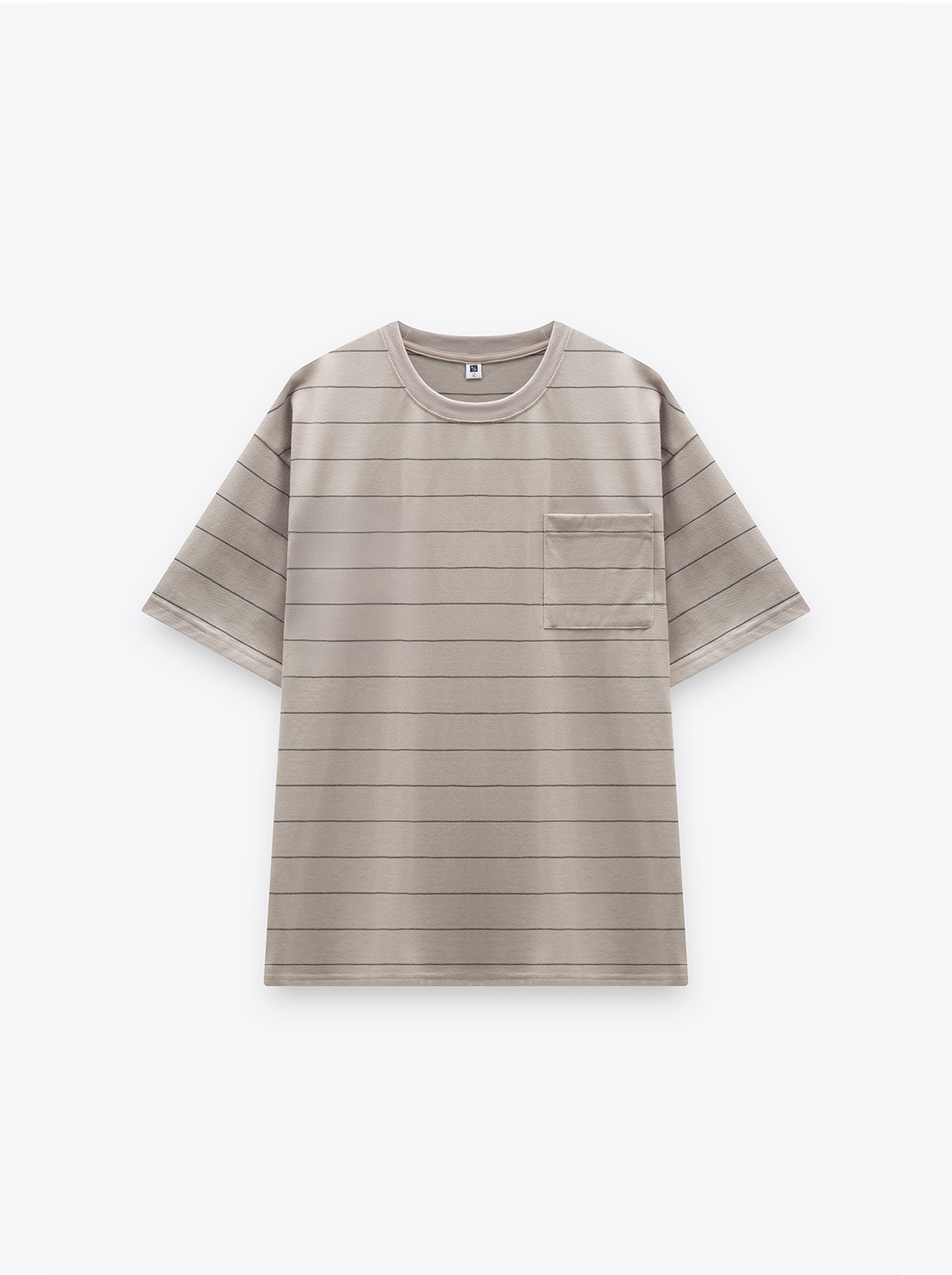 簡約細條口袋造型短TEE