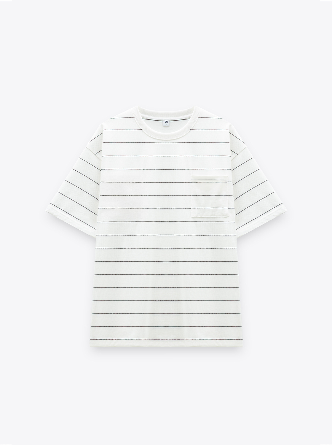 簡約細條口袋造型短TEE