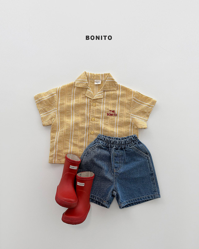 正韓夏Bonito 嫩嬰/小童三色Bonito線條POLO領上衣