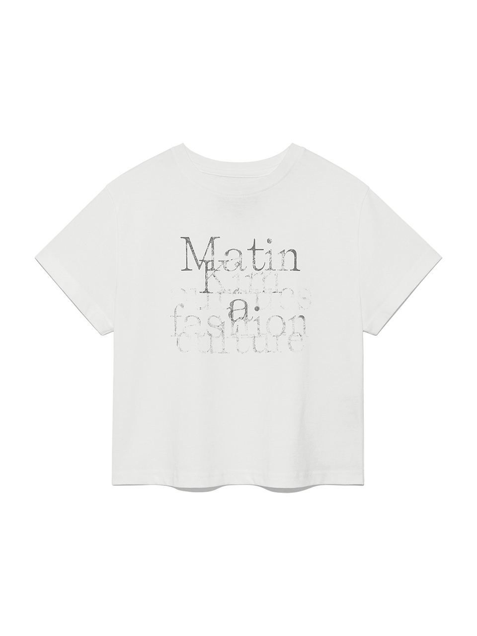 仿舊字體印花短版上衣 白色