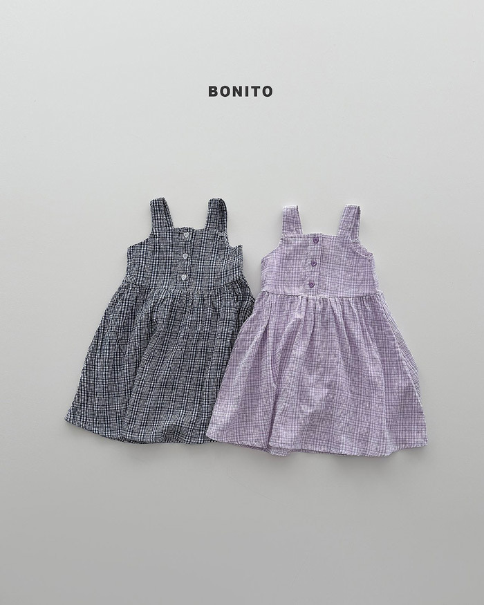 正韓夏Bonito 嫩嬰/小童兩色夏季煙火方格洋裝