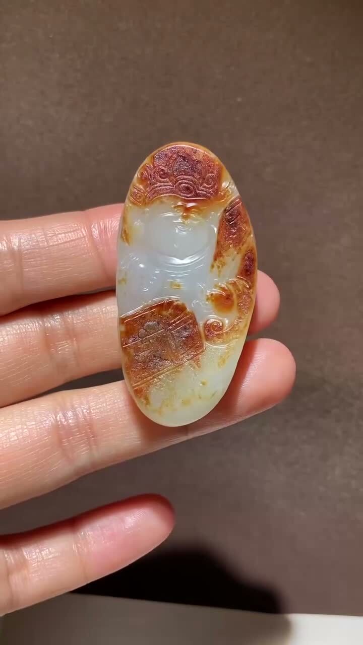 和田玉籽料財神,天然和田玉軟玉