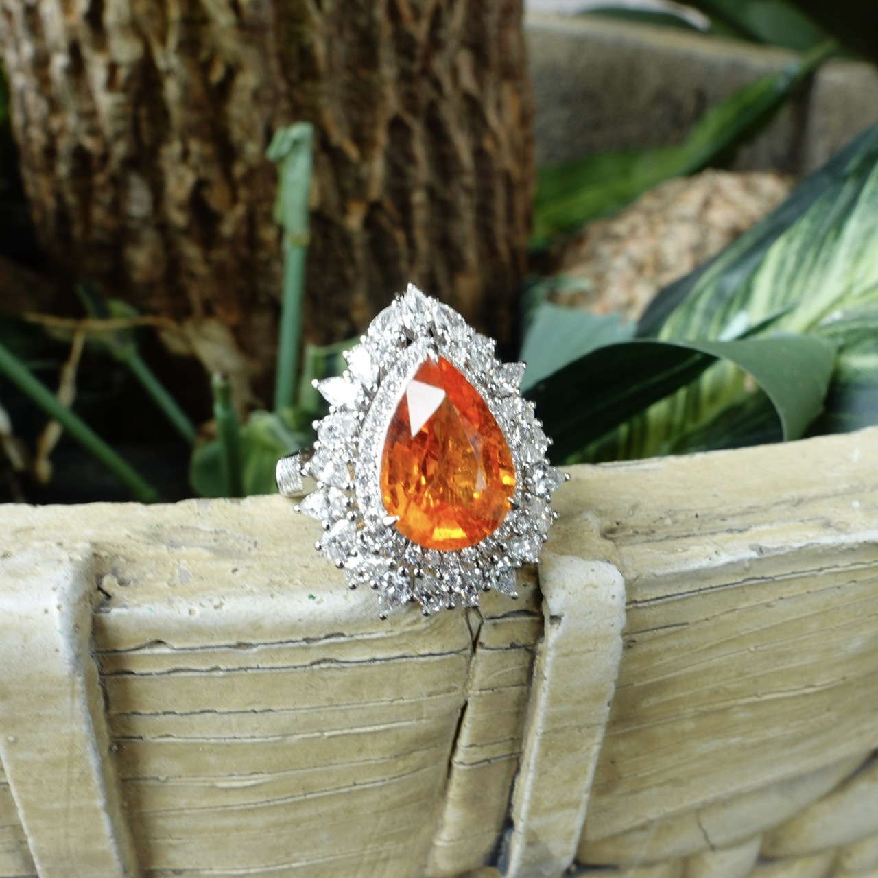 4.18ct芬達石18K金鑽石戒指/吊墜-兩用款 (帶寶石證書）