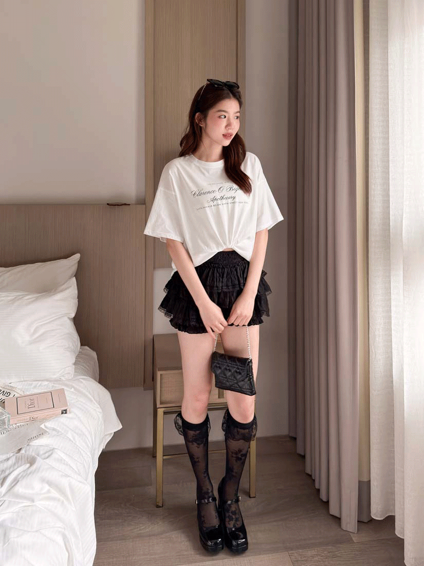 LINA LINA時尚生活英文標語舒適棉T-簡約白