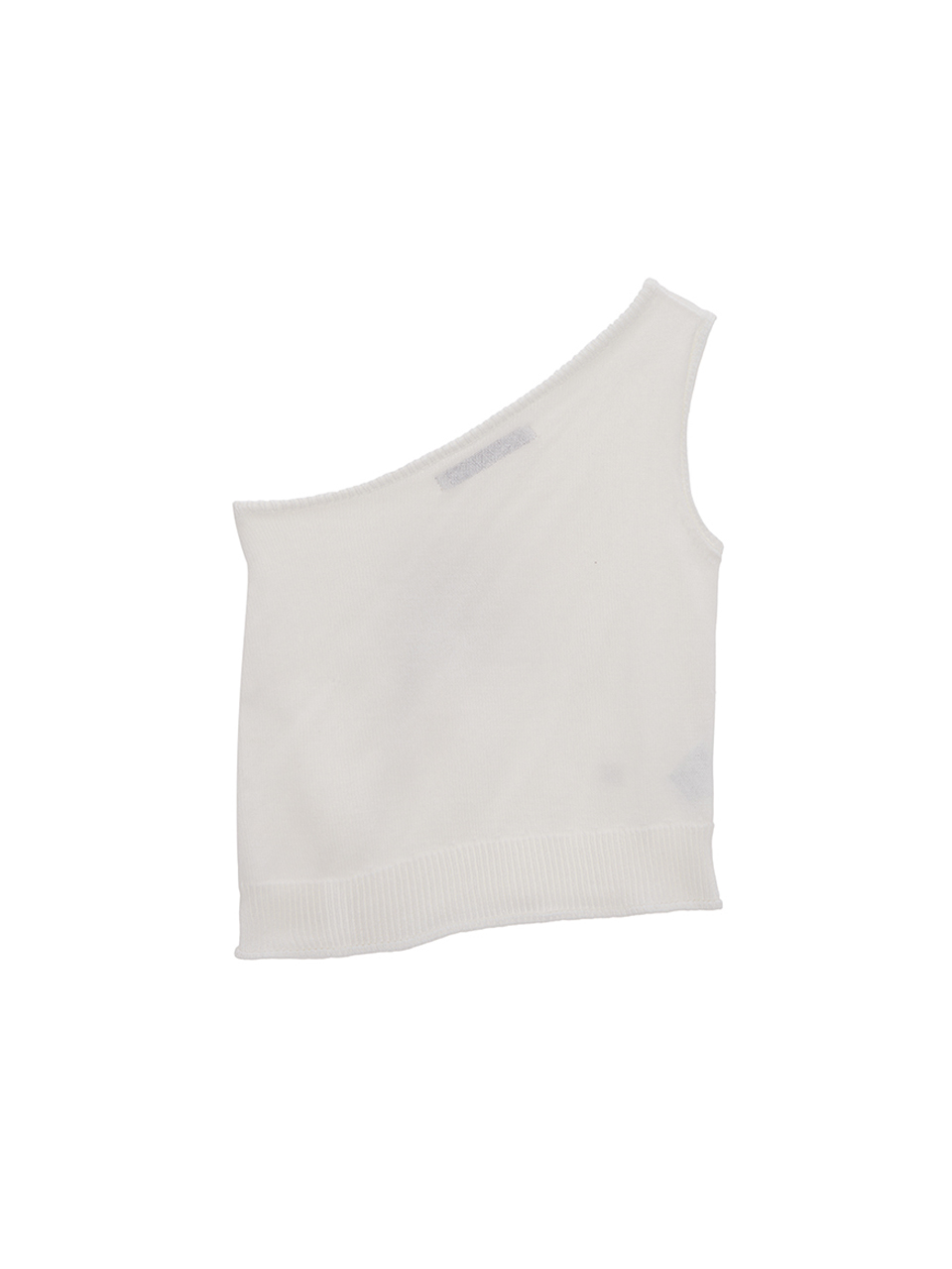 側開衩設計單肩針織上衣 象牙白