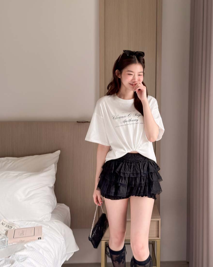 LINA LINA時尚生活英文標語舒適棉T-簡約白