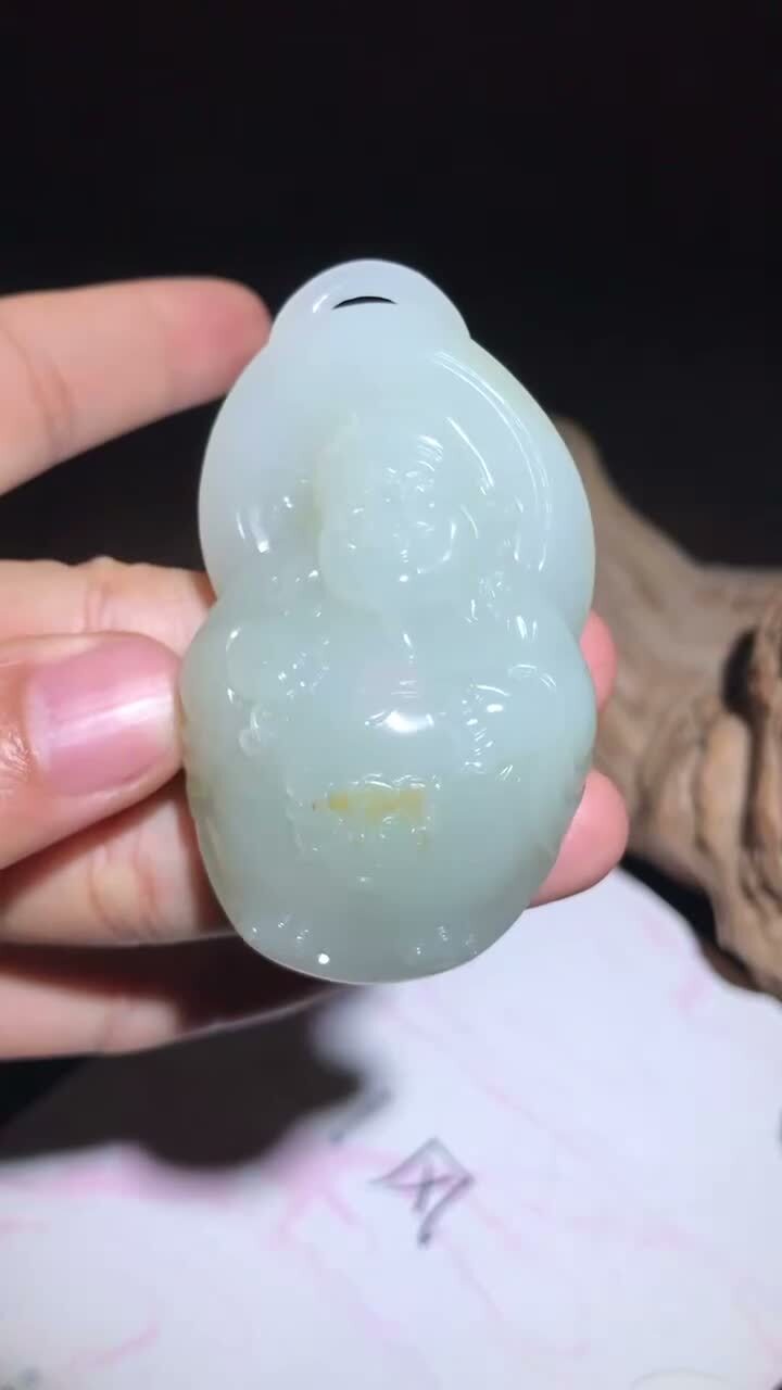 和田玉灑金皮籽料財神,天然和田玉軟玉