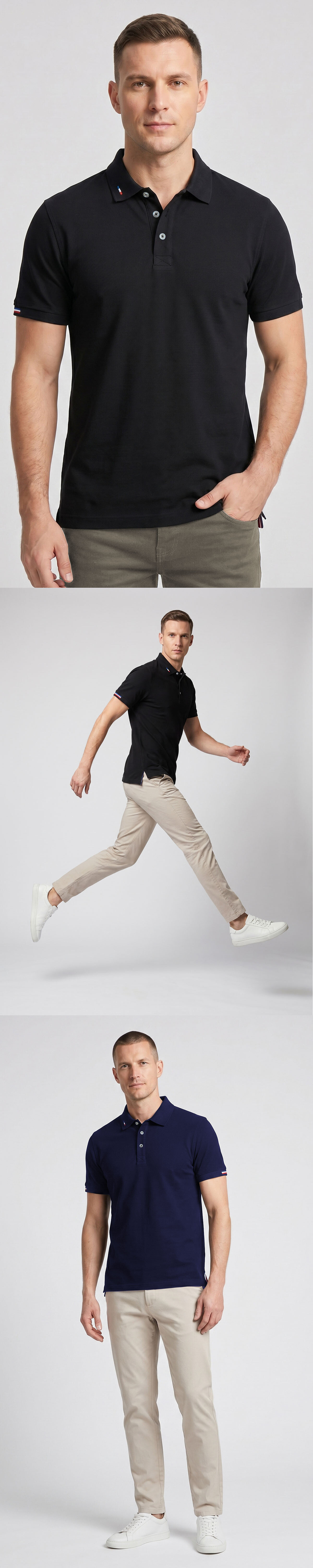 日常輕構短袖POLO衫模特兒實穿照