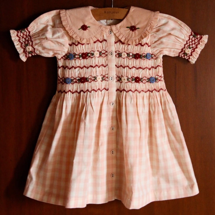 BONJOUR DIARY 小花袖排釦洋裝(粉格紋) ROMANTIQUE TUNIQUE - Pink vichy