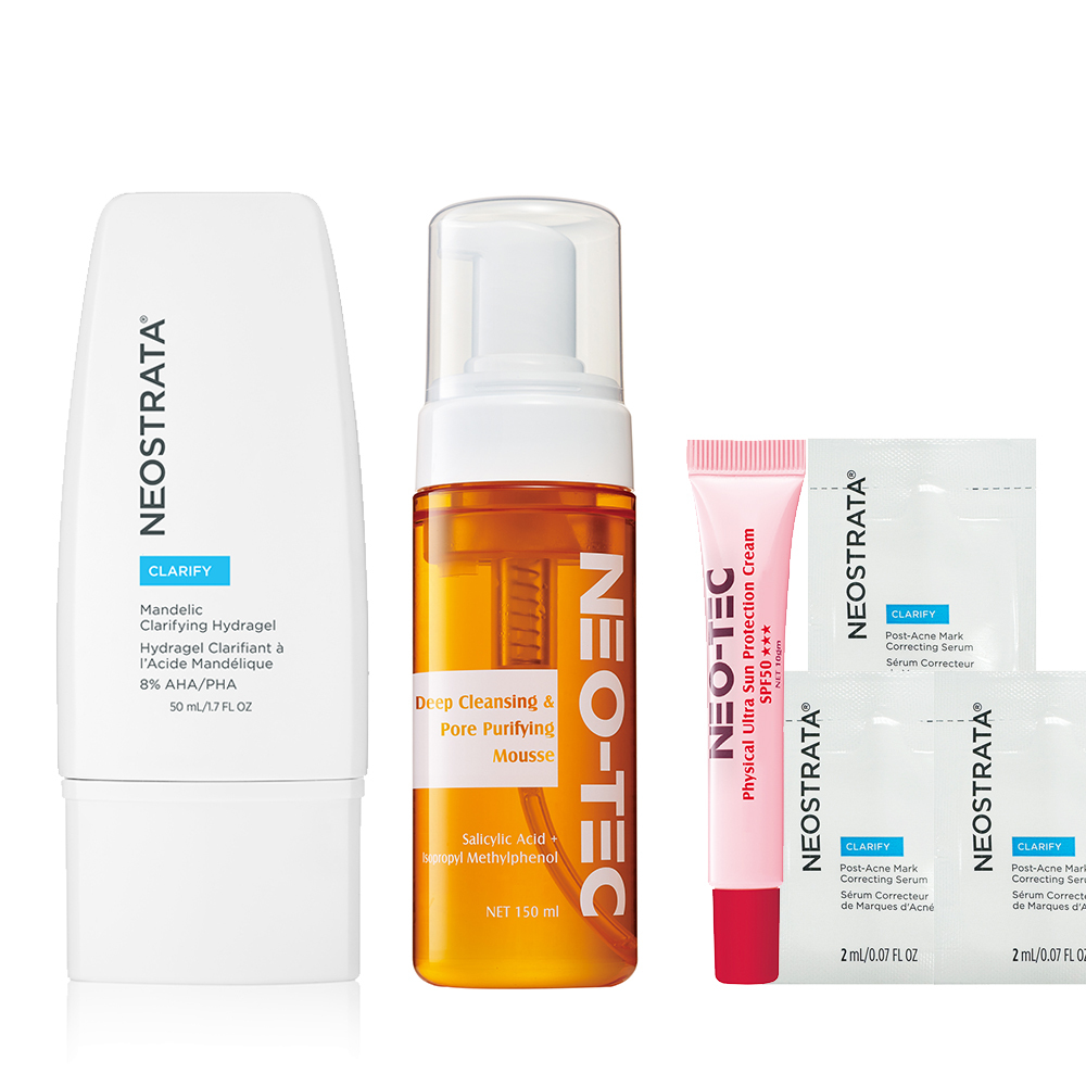 (NEW 4%杏仁酸 75折加贈組 )NeoStrata 芯絲翠 杏仁酸控油淨亮水凝乳+水楊酸深層潔顏慕斯150ml