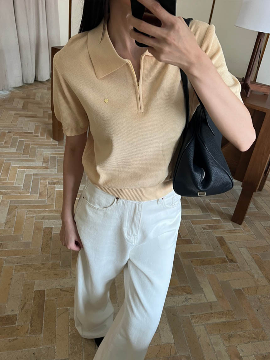 拉鍊POLO領針織上衣*3色