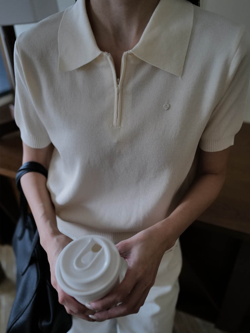 拉鍊POLO領針織上衣*3色