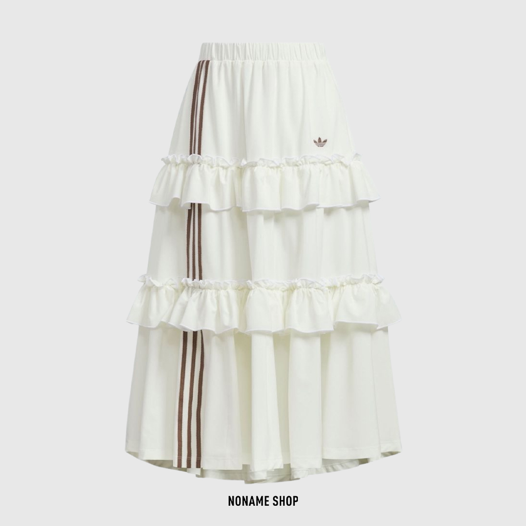 ADIDAS ORIGINAL 經典三線條 蛋糕 長裙 蓬蓬裙 寬鬆版型 宋雨琦同款 白色 (女款)