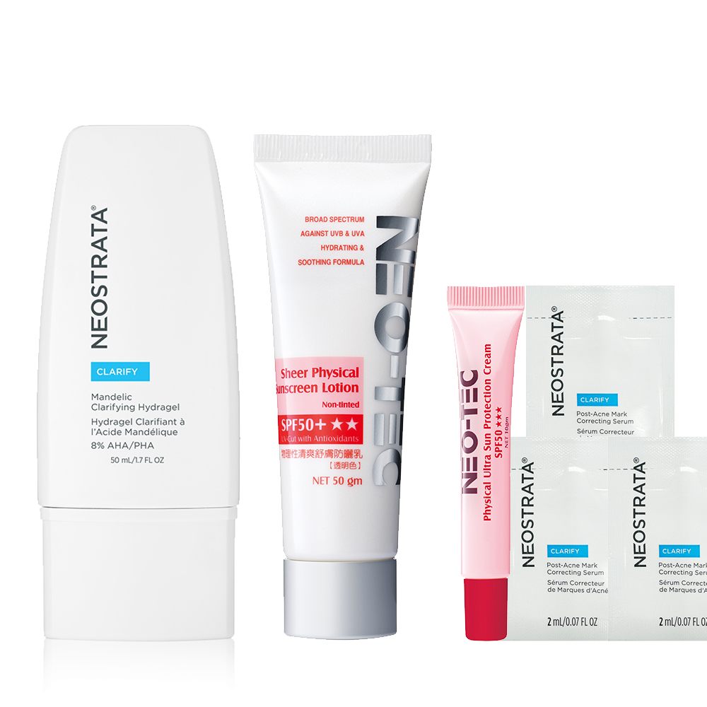 (NEW 4%杏仁酸 75折加贈組 )NeoStrata 芯絲翠 杏仁酸控油淨亮水凝乳+物理性清爽舒膚防曬乳50g