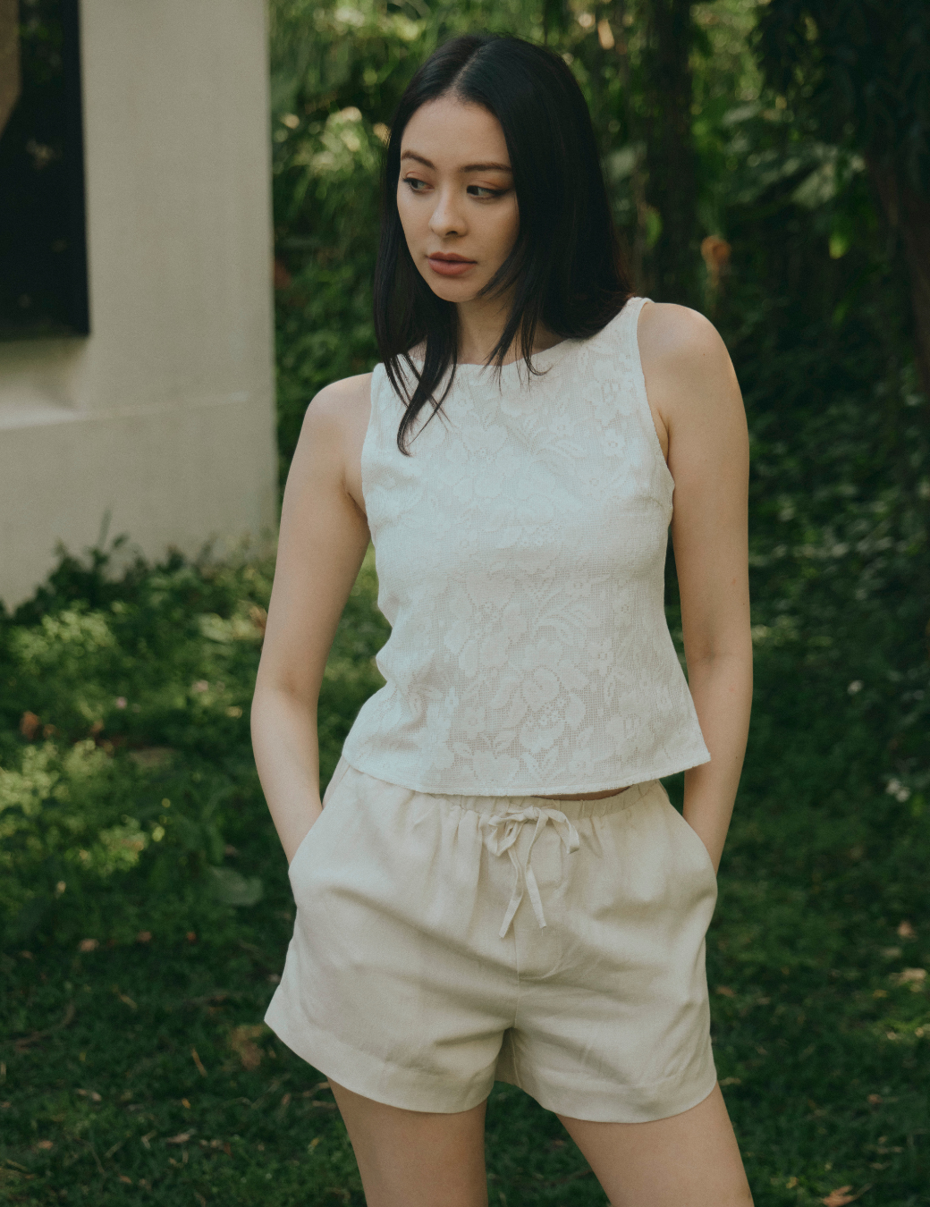 提花綁繩露背背心（3尺寸）