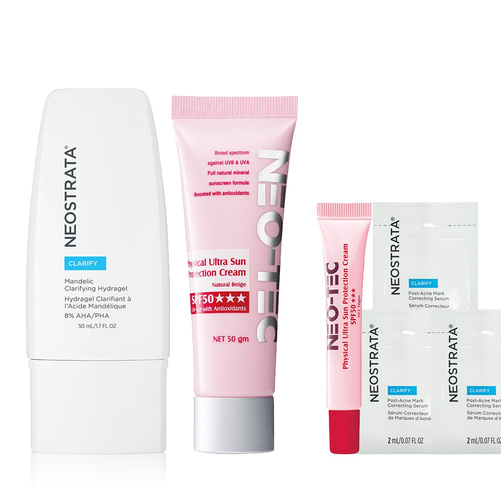 (NEW 4%杏仁酸 75折加贈組 )NeoStrata 芯絲翠 杏仁酸控油淨亮水凝乳+物理性潤色防曬霜50g