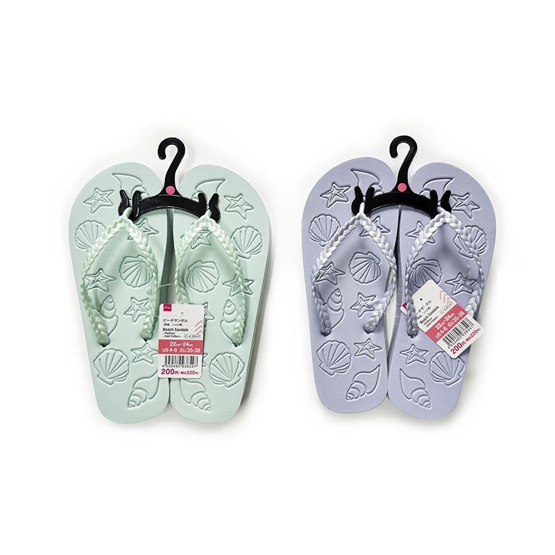 女用海灘拖/厚底 貝殼