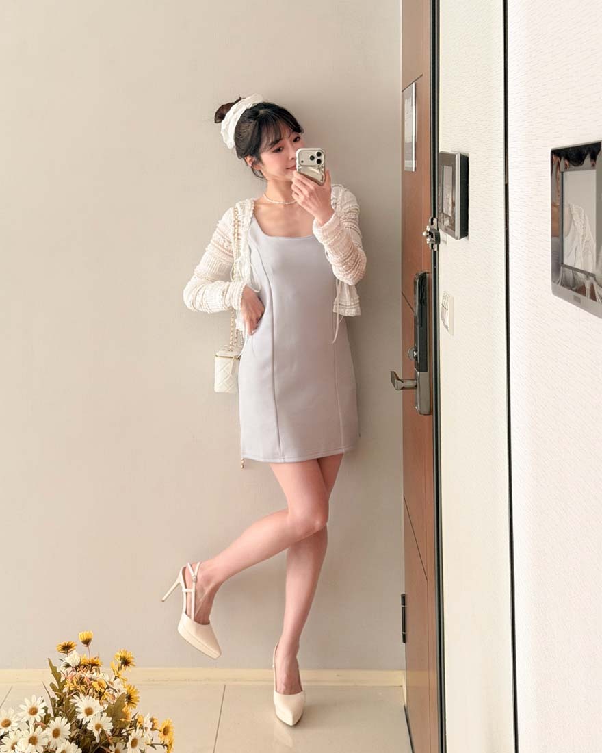 LINA LINA素雅小辣純色車線BRA TOP連身裙-迷人紫