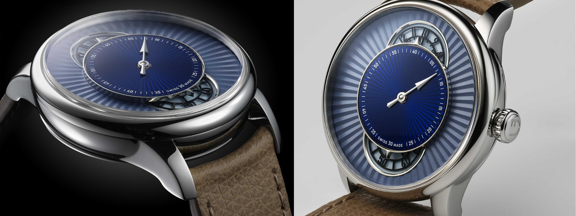 Louis Erard,藝術大師系列,Métiers d‘Art,Le Régulateur Esprit Flinqué Blue, Worn and Wound,fluted sunray,調節器,規範式指針,三針一線腕錶