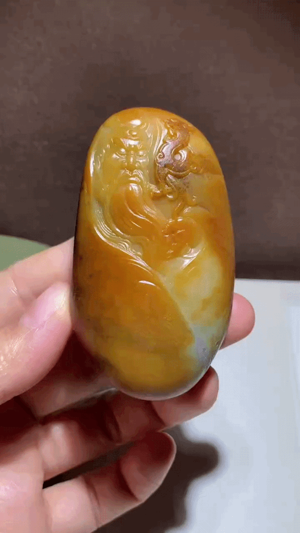 410721 和田玉獨籽關公把件