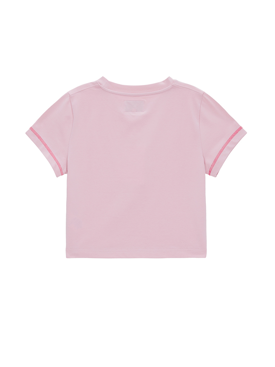 MATIN細線LOGO刺繡短版上衣 粉紅色