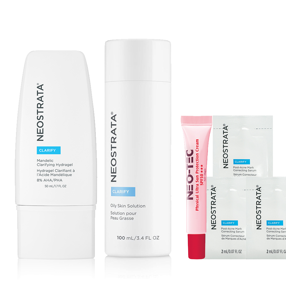 (NEW 4%杏仁酸 77折加贈組 )NeoStrata 芯絲翠 杏仁酸控油淨亮水凝乳+ 油性膚質專用果酸溶液