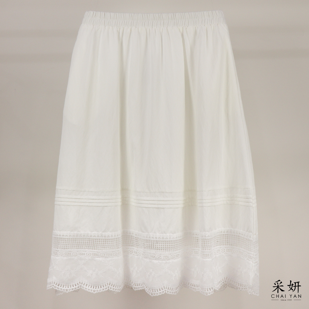 蕾絲拼接中長裙
