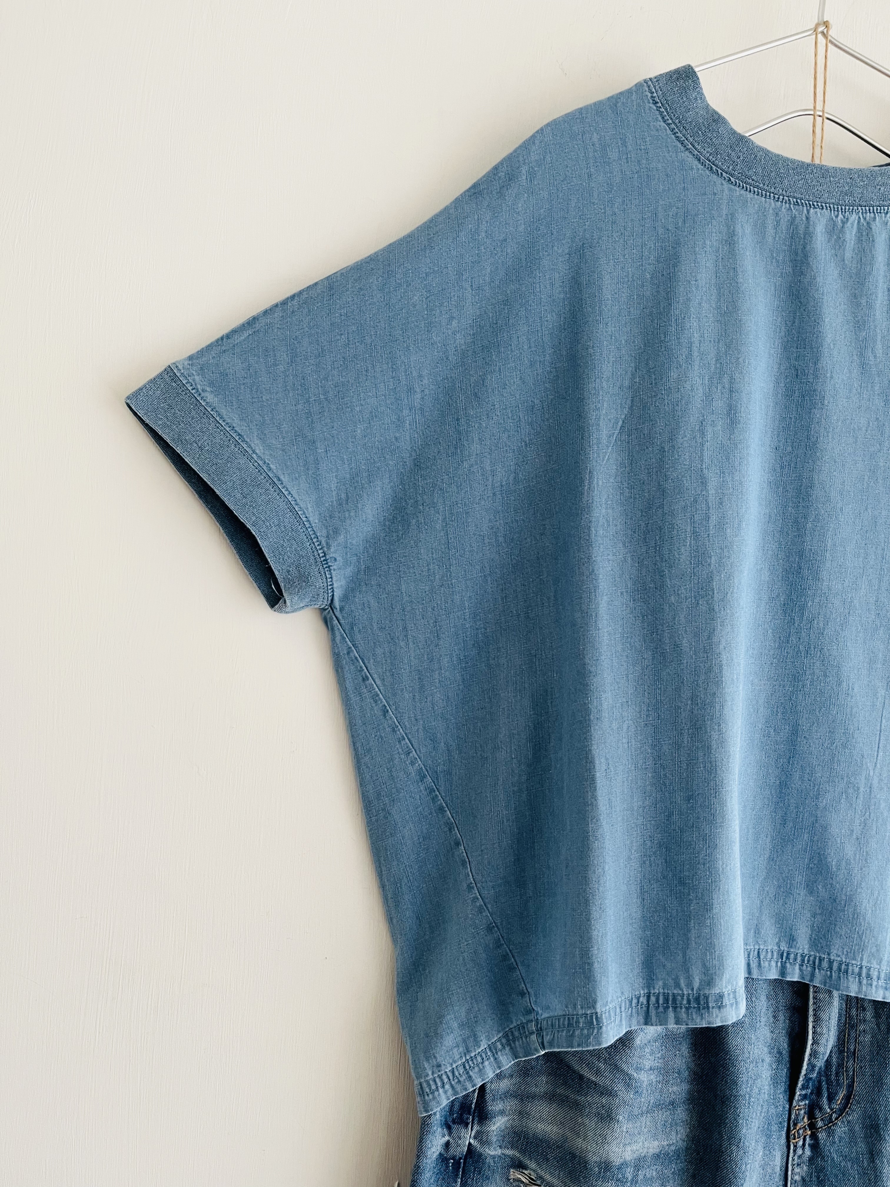 NORTHERN TRUCK藍色薄料圓領牛仔top