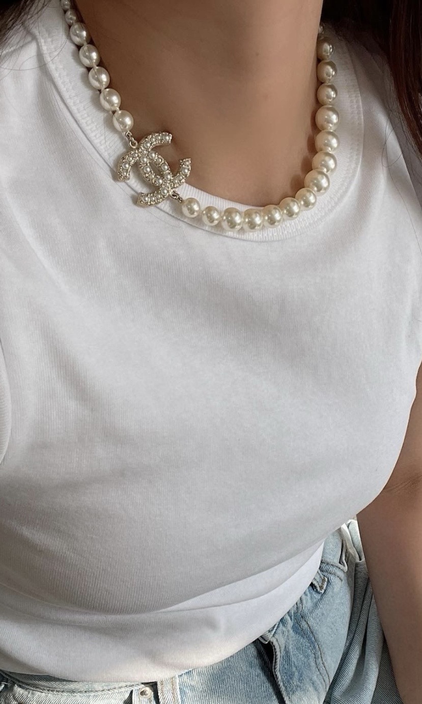 Chanel 珍珠頸圈 項鍊 女款 白色