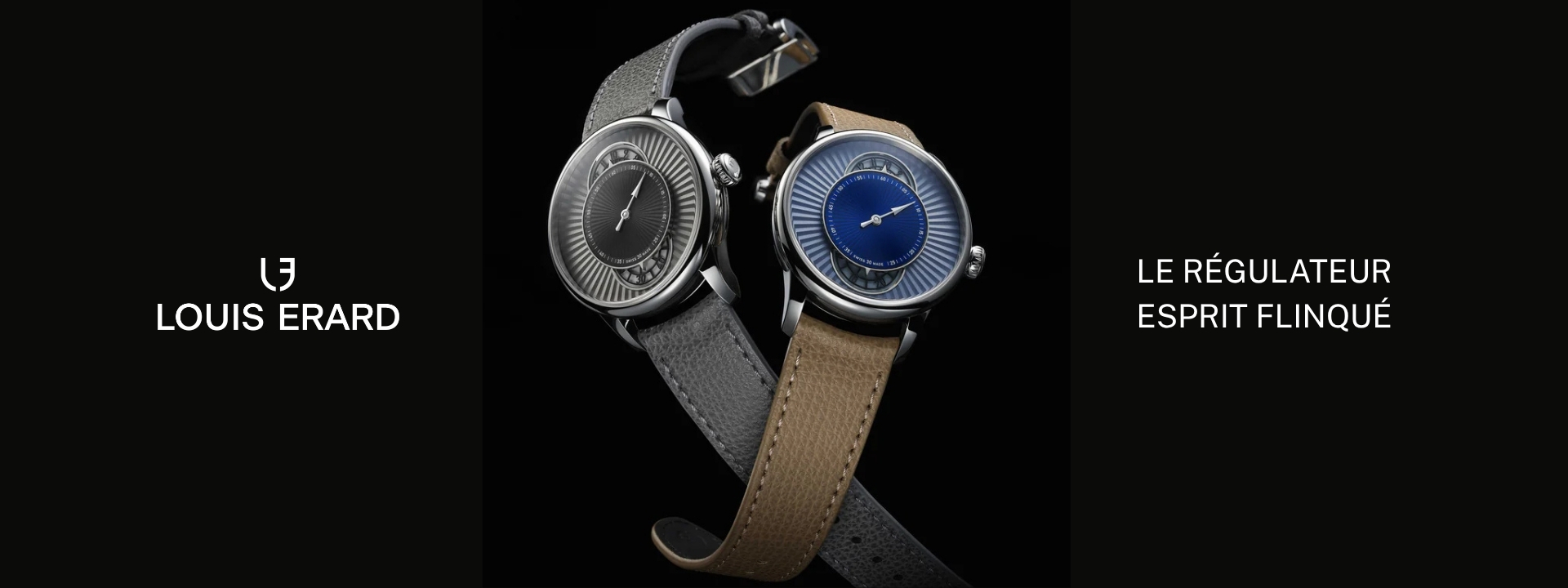 Louis Erard,藝術大師系列,Métiers d‘Art,Le Régulateur Esprit Flinqué Blue, grey, Worn and Wound,fluted sunray,調節器,規範式指針,三針一線腕錶