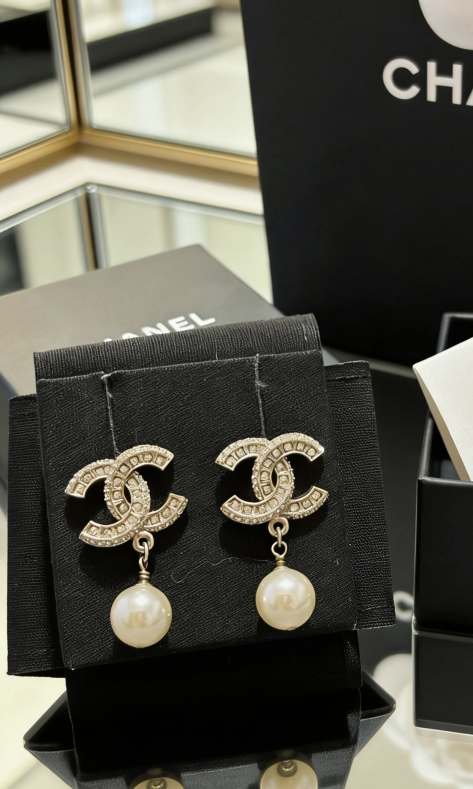 Chanel 金色雙C裝飾珍珠 金屬 耳環 女款 金色