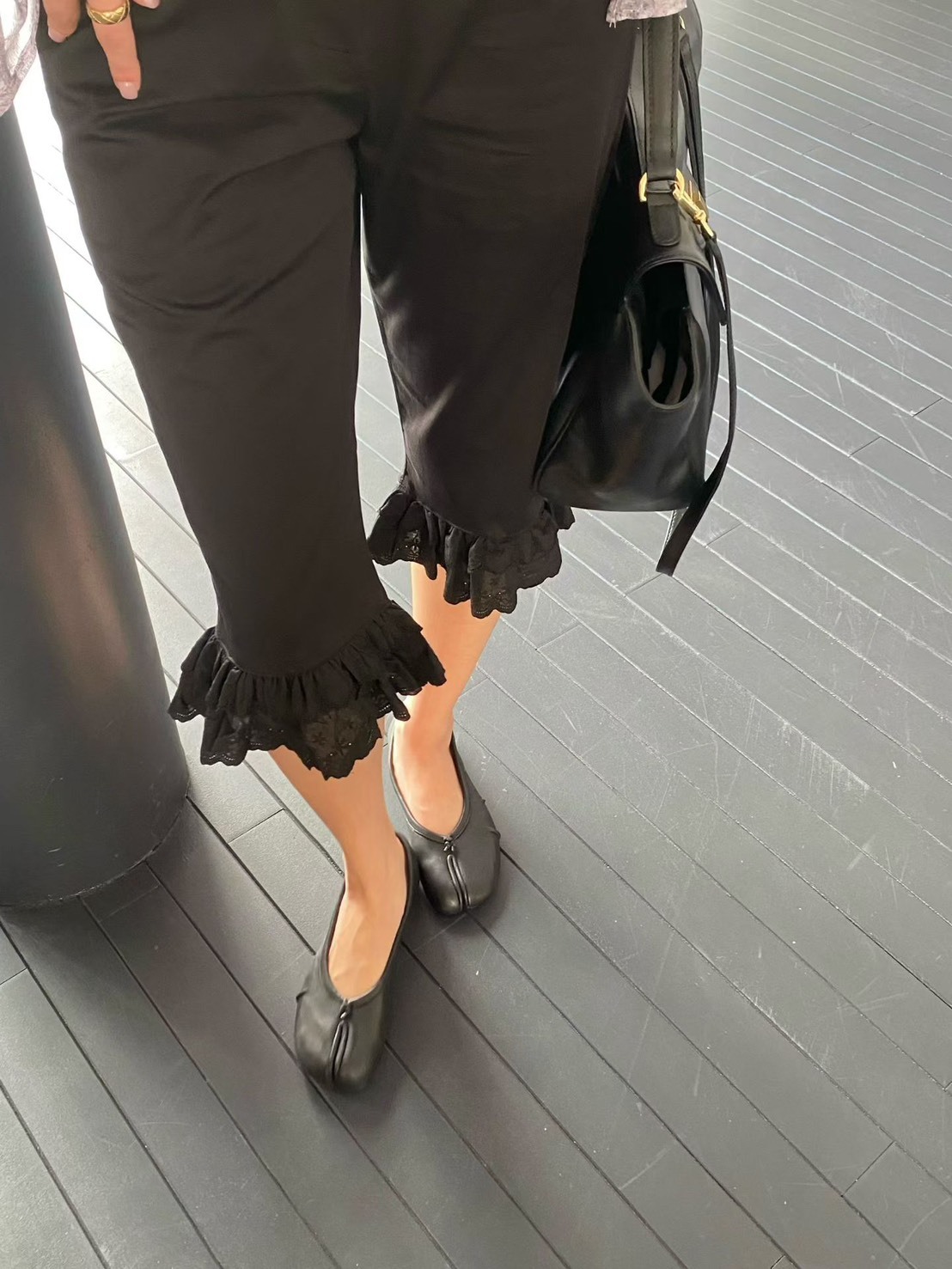 蕾絲蛋糕褲腳七分褲