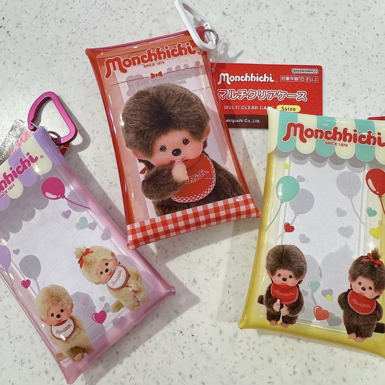 MONCHHICHI 蒙奇奇 透明收納包 零錢包 卡片包 登山扣