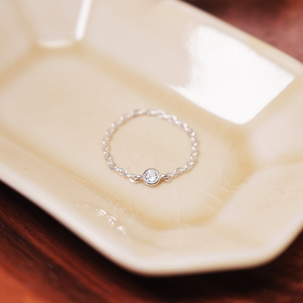 【網路限定】小鑽鍊戒 925純銀 女戒 軟戒指 多款戒圍 可當尾戒