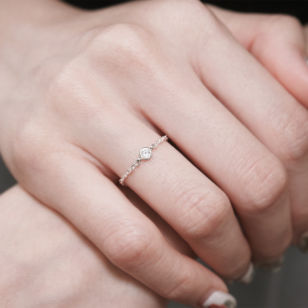 【網路限定】小鑽鍊戒 925純銀 女戒 軟戒指 多款戒圍 可當尾戒