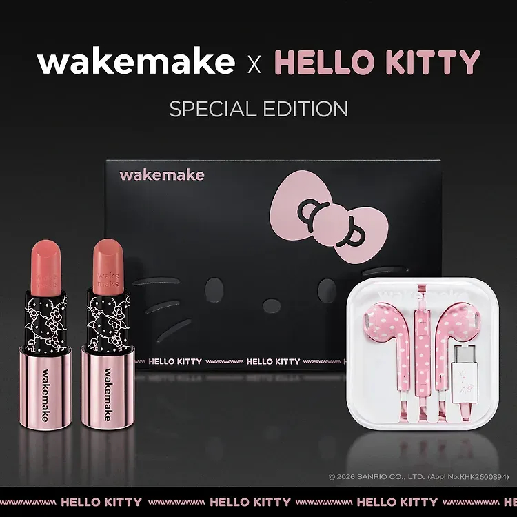 WAKEMAKE x HELLO KITTY BLACK EDITION SET (Balm Stick+Earphones)