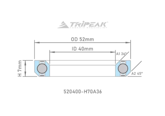 4年保 TRIPEAK JETSTREAM PRO 440C 不鏽鋼頭碗培林 – 52 x 40 x 7-36×45