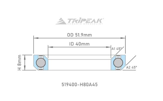 4年保 TRIPEAK JETSTREAM PRO 440C 不鏽鋼頭碗培林 51.9 x 40 x 8 – 45/45