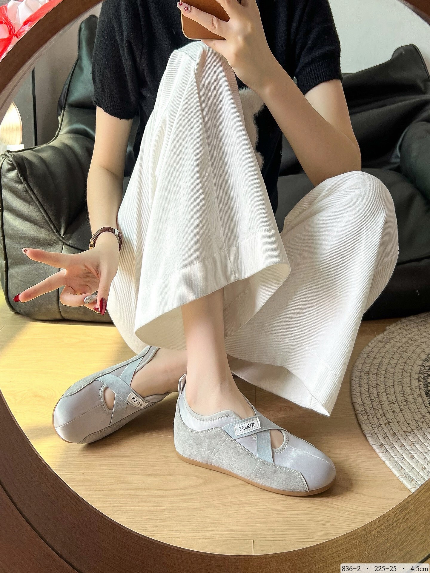 836-2韓國真皮交叉芭蕾內增高鞋