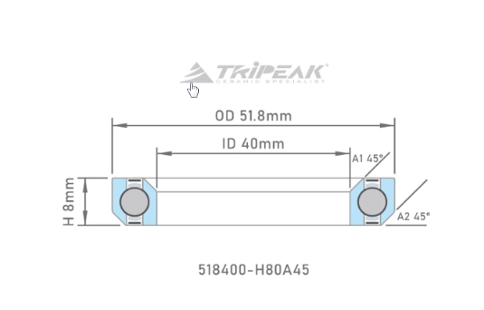 4年保 TRIPEAK JETSTREAM PRO 440C 不鏽鋼頭碗培林 51.8 x 40 x 8 – 36/45