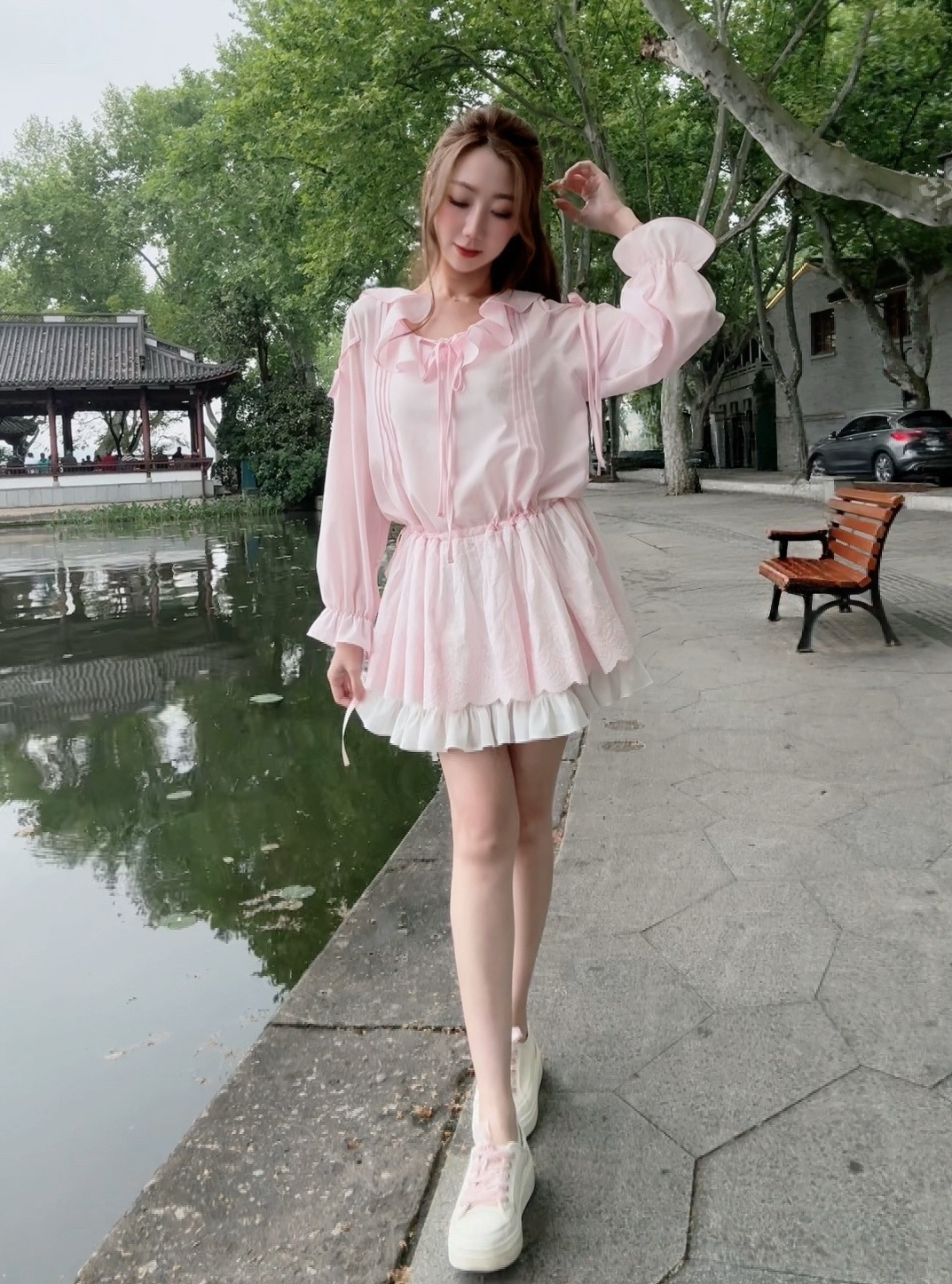 *BJ2 MADE SERIES* Gothic Bloom Lace & Shirred Ruffle Dress 260421