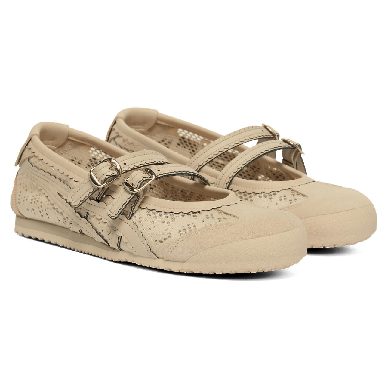 Onitsuka Tiger MEXICO 66 米色蕾絲設計瑪莉珍
