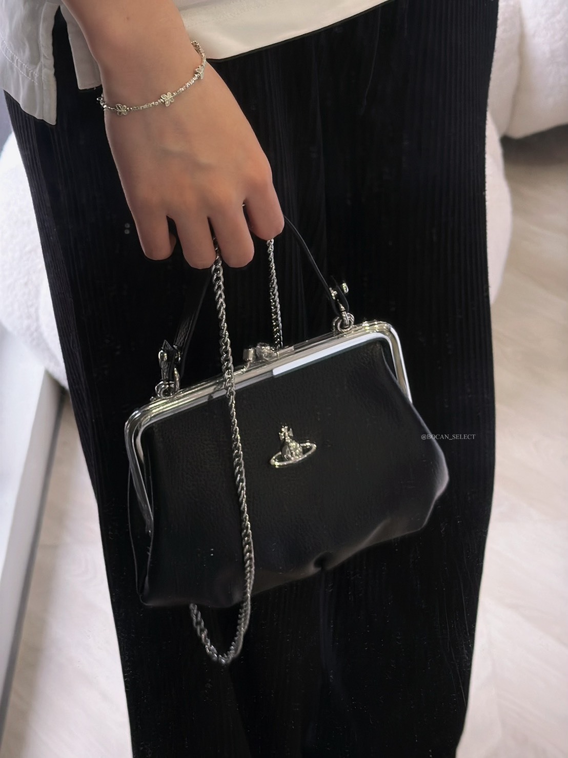 VIVIENNE WESTWOOD 西太后 立體 黑銀 餃子包 可拆卸鏈條