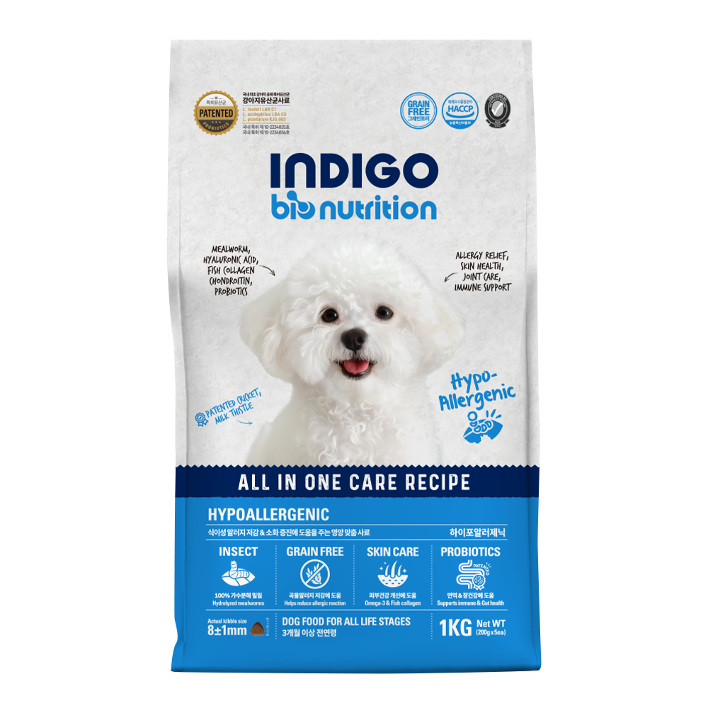INDIGO 無穀物低過敏性及去淚痕配方狗糧 - 昆蟲蛋白 (200gX5 獨立包裝)