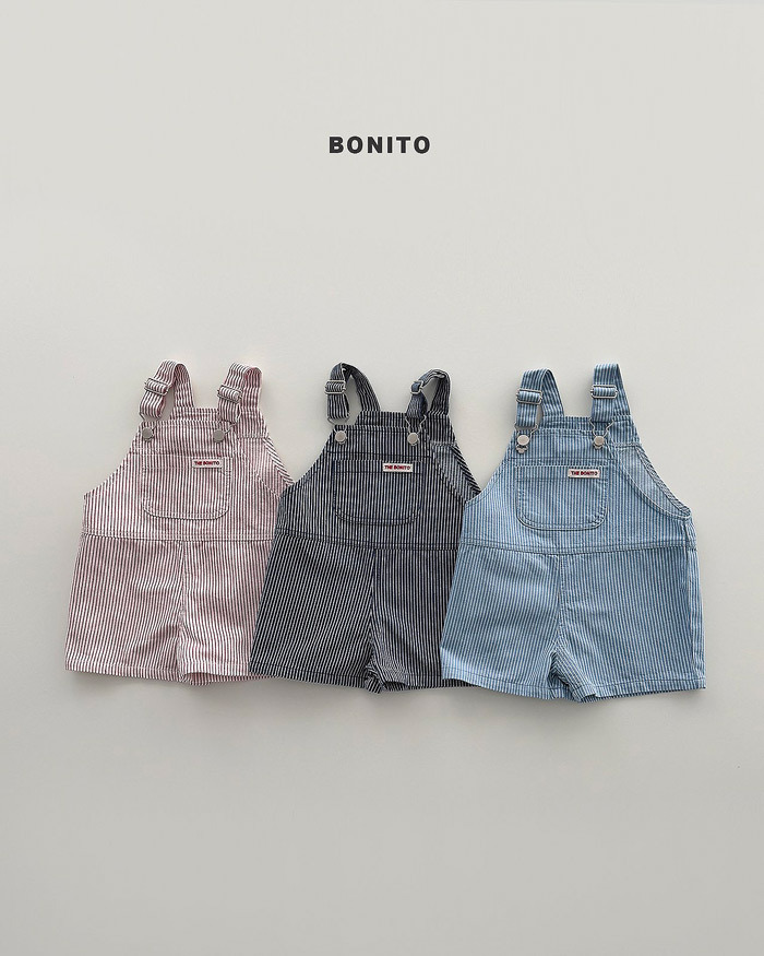 正韓夏Bonito 嫩嬰/小童三色美式直條吊帶褲