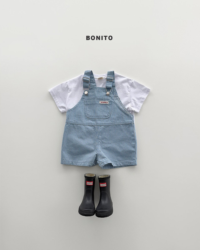 正韓夏Bonito 嫩嬰/小童三色美式直條吊帶褲