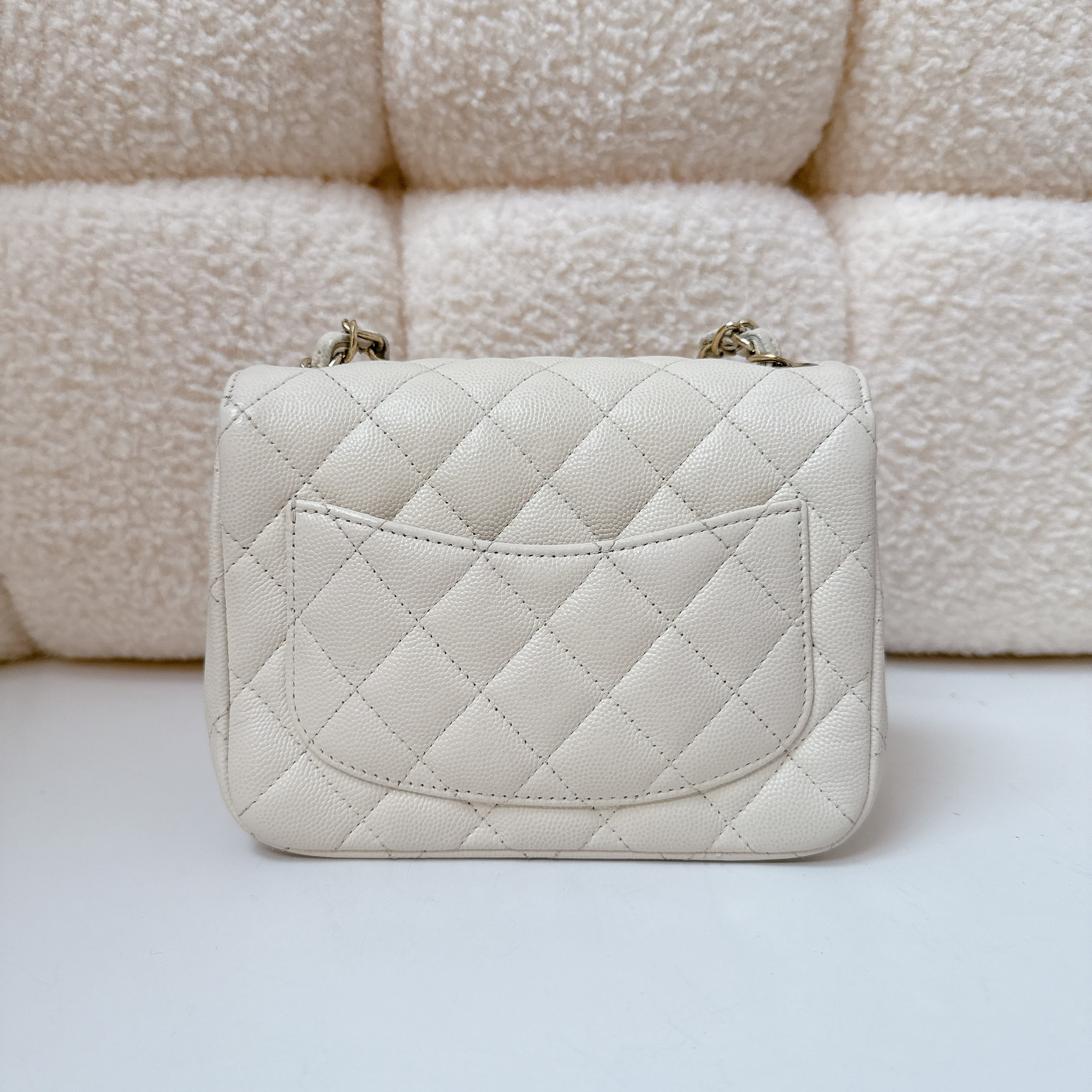 Chanel Mini Square Flap Bag - Beige / GHW