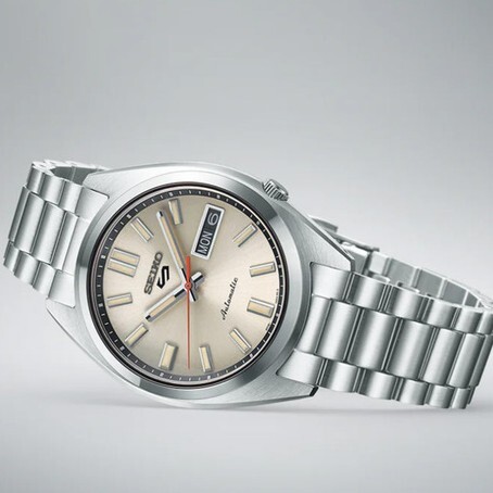 【SEIKO 日本精工】盾牌5 SPORT系列 日期星期顯示 機械錶 懷舊復古 香檳色 SRPK91K1
