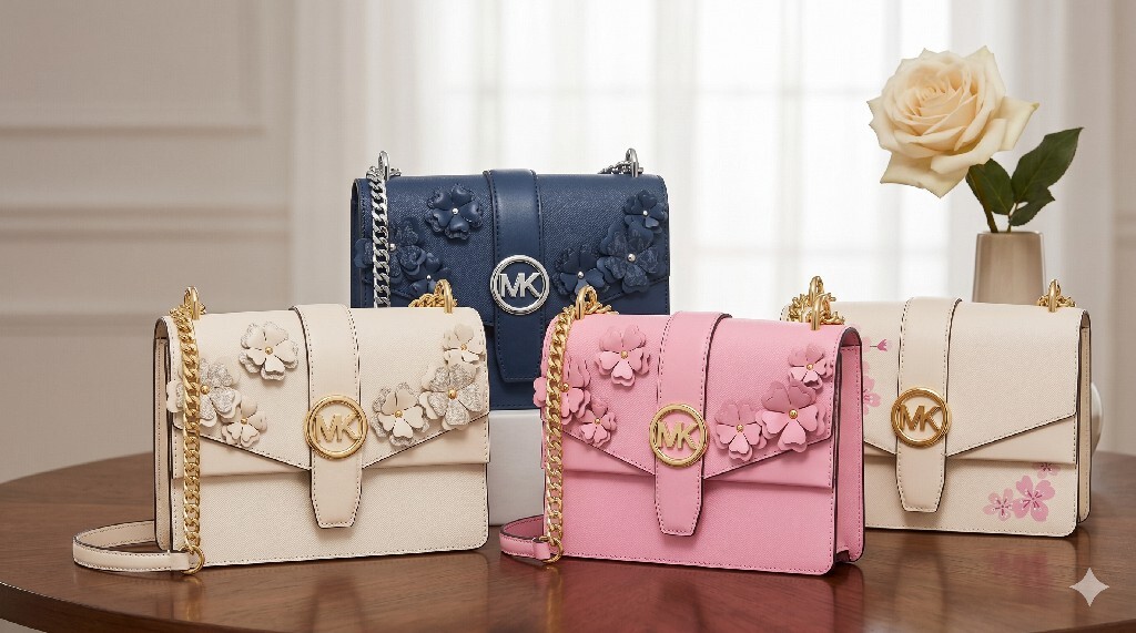 【預購】Michael Kors H042112 立體花卉裝飾翻蓋鏈條包