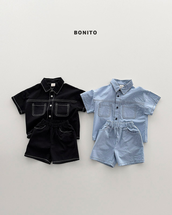 正韓夏Bonito 嫩嬰/小童兩色帥氣縫線套裝